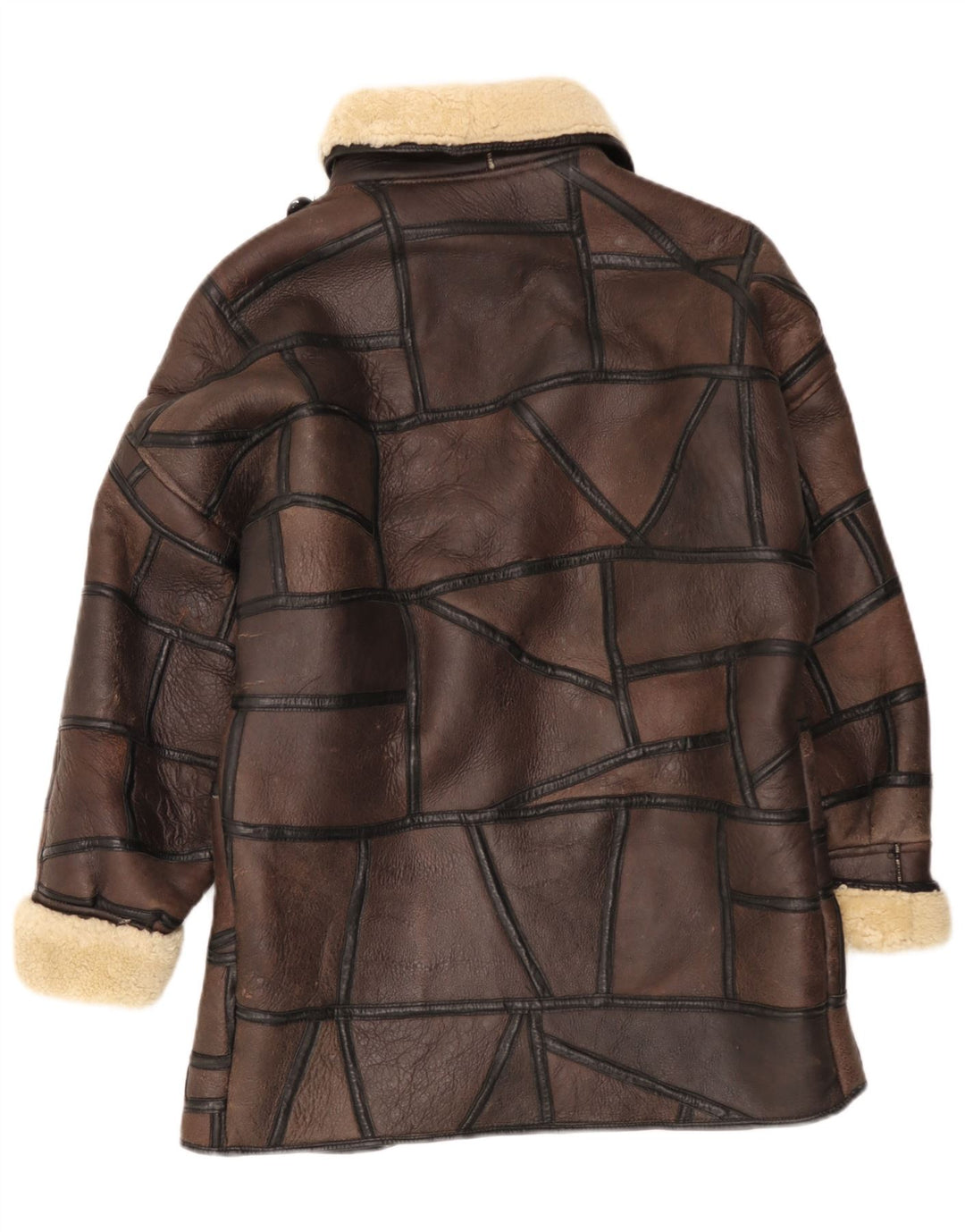 Vintage Γυναικείο Παλτό Shearling UK 18 XL Καφέ Patchwork