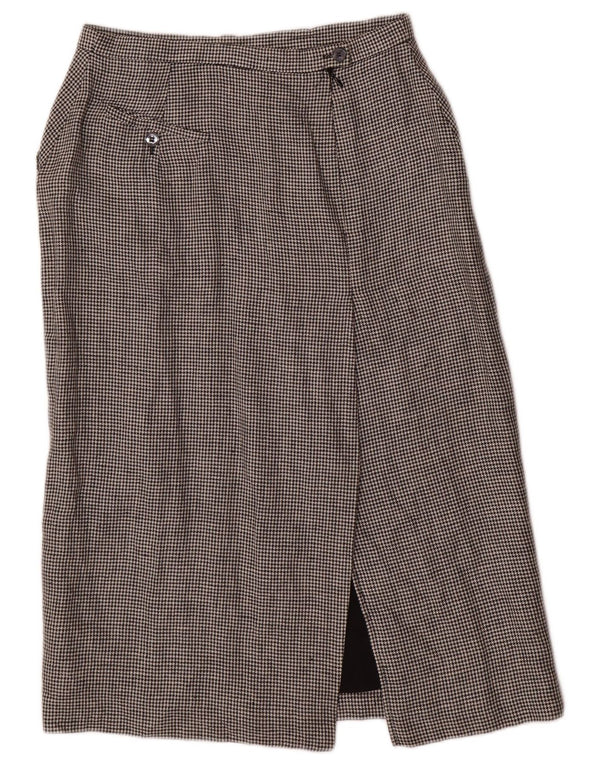 Vintage Γυναικεία Midi Φούστα UK 10 Small W28 Grey Houndstooth
