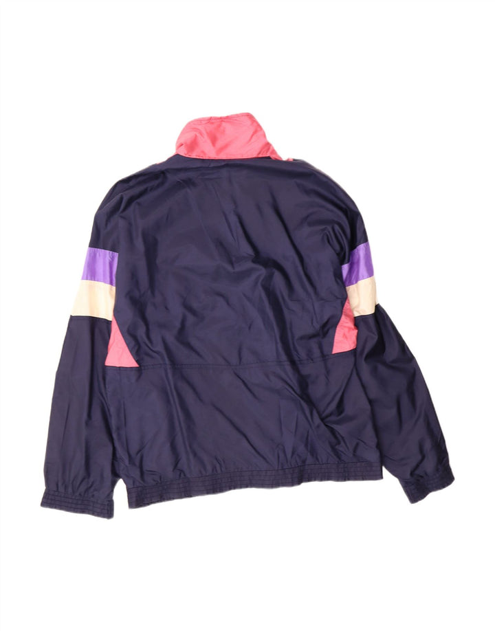 LEOPARD Mens Tracksuit Top Jacket Medium Navy Blue Colourblock Nylon