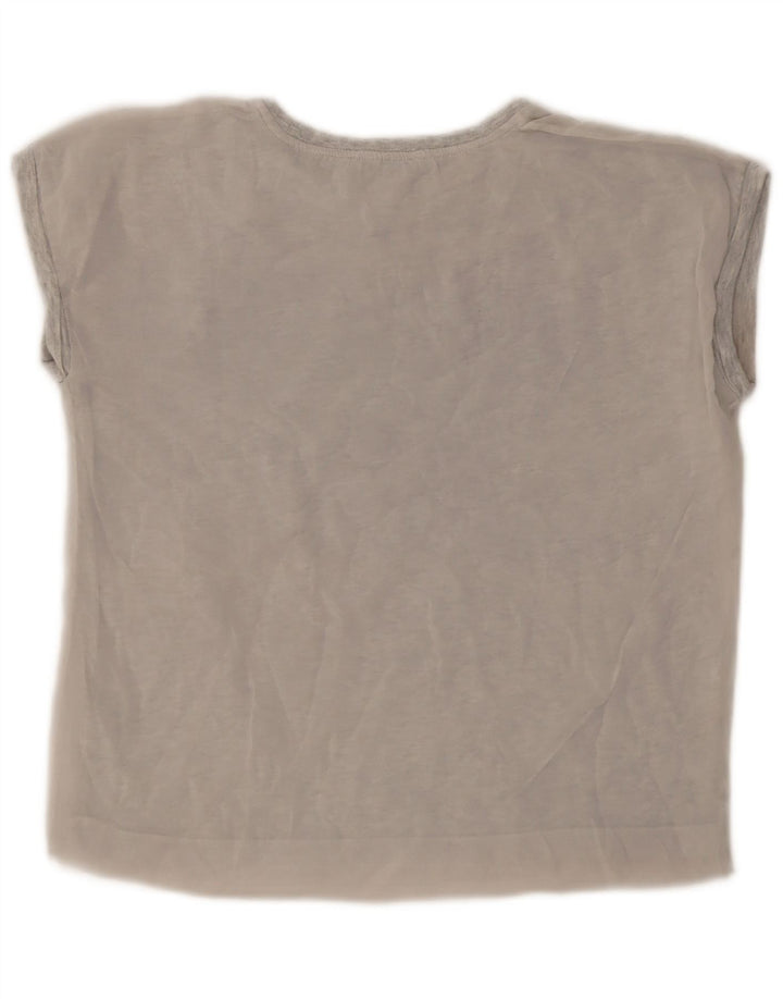 Zara Γυναικείο γραφικό T-Shirt Top UK 10 Small Grey Polyester