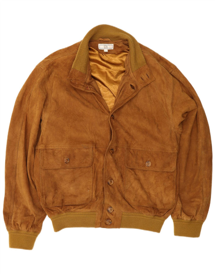 Vintage Ανδρικό Suede Jacket UK 40 Large Brown Δερμάτινο