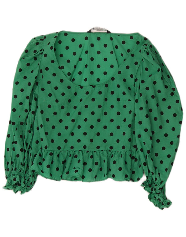 Zara Γυναικεία μακρυμάνικη μπλούζα τοπ UK 10 Small Green Pot