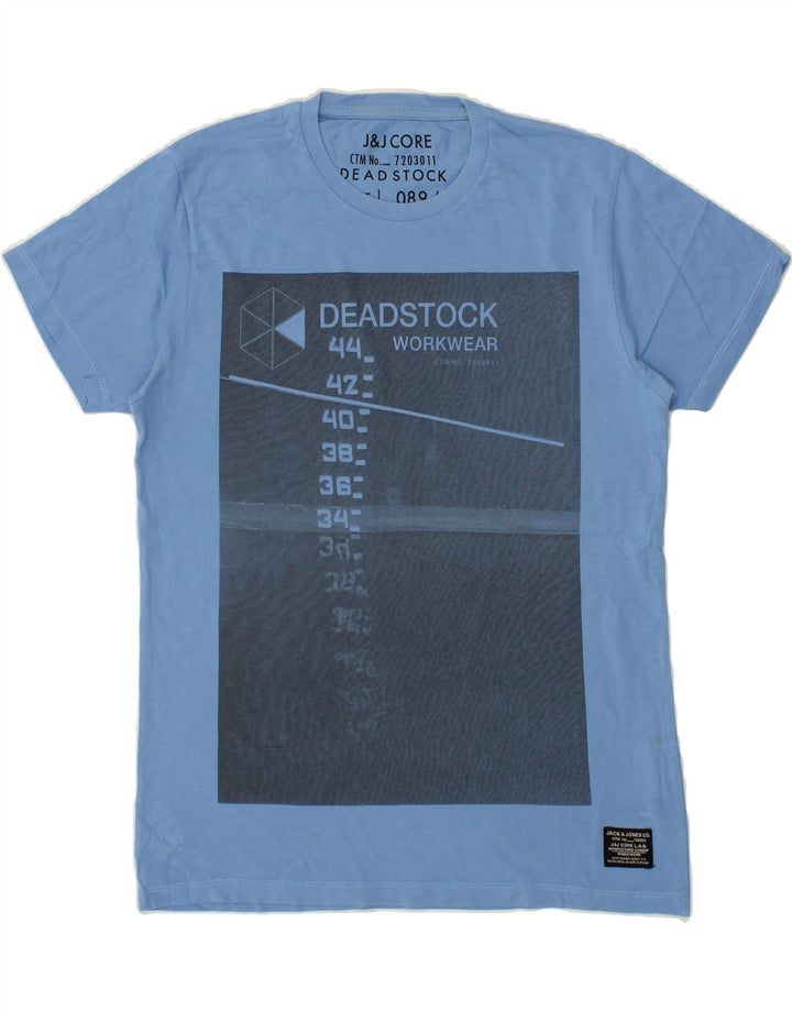 JACK & JONES Mens Core Graphic T-Shirt Top Medium Blue Cotton Vintage Jack & Jones and Second-Hand Jack & Jones from Messina Hembry 