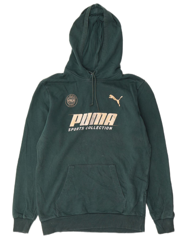 Ανδρικό γραφικό κουκούλα Puma, μεσαίο πράσινο βαμβακερό