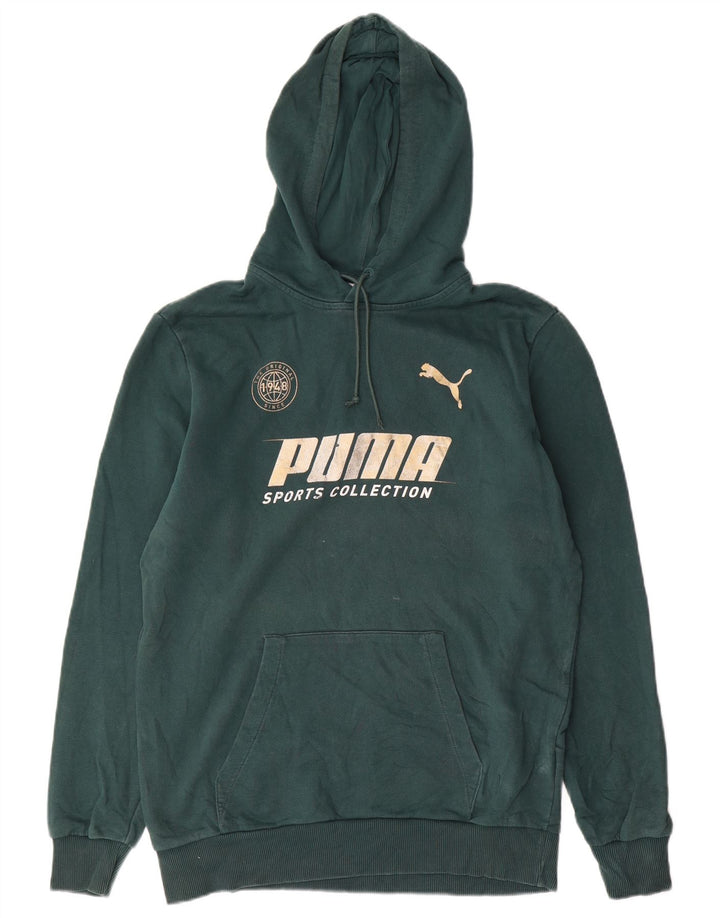 Ανδρικό γραφικό κουκούλα Puma, μεσαίο πράσινο βαμβακερό