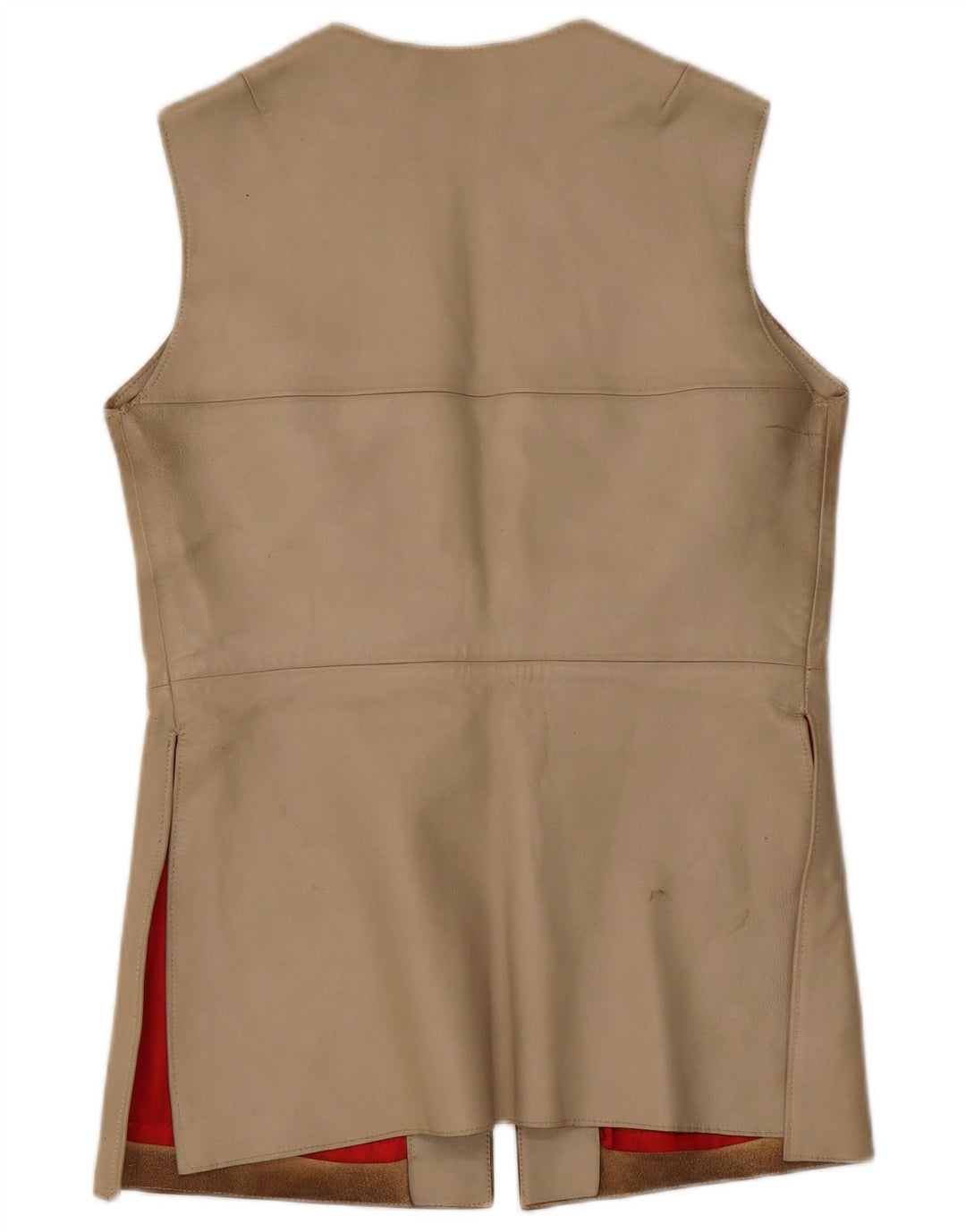Vintage Γυναικείο Δερμάτινο Gilet IT 38 XS Μπεζ