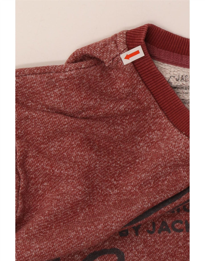 Ανδρικό γραφικό φούτερ Jack & Jones, μεσαίο μπορντό, βαμβακερό