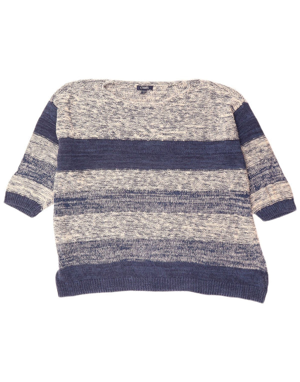 CHAPS Γυναικείο 3/4 μανίκι πουλόβερ με λαιμόκαυστο UK 22 3XL γκρι ριγέ