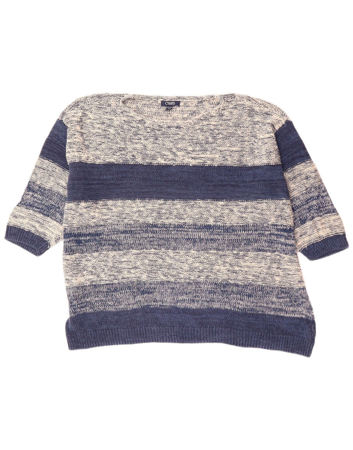 CHAPS Γυναικείο 3/4 μανίκι πουλόβερ με λαιμόκαυστο UK 22 3XL γκρι ριγέ