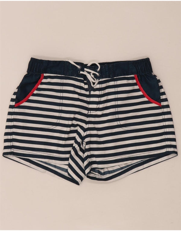 Χοντρό γυναικείο σορτς κολύμβησης UK 10 Small Navy Blue ριγέ πολυεστέρα