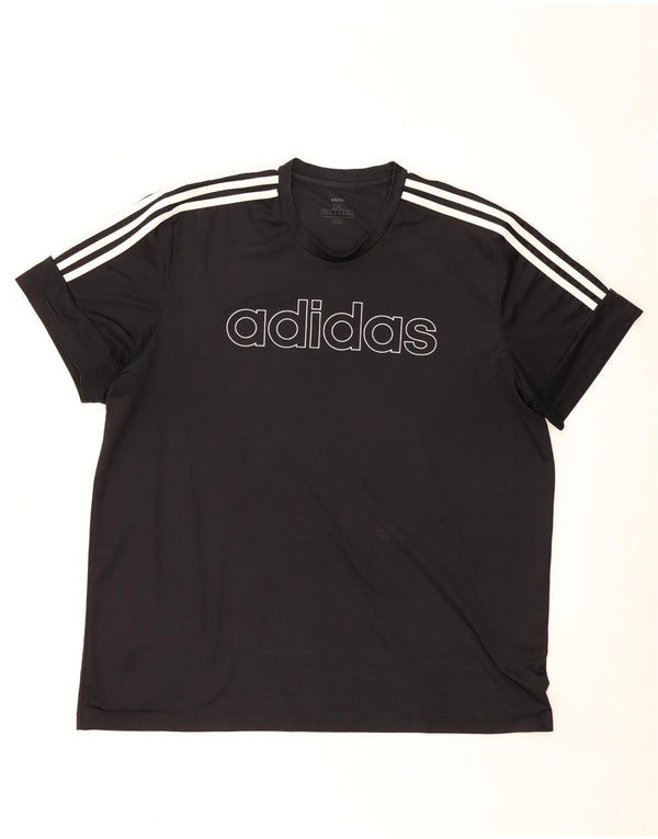 Ανδρικό γραφικό T-Shirt Adidas Climalite Top 2XL μαύρο πολυεστέρα