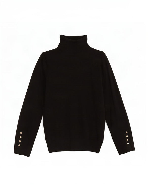 Zara Γυναικείο πουλόβερ με ρολό λαιμόκοψη UK 10 Small μαύρο