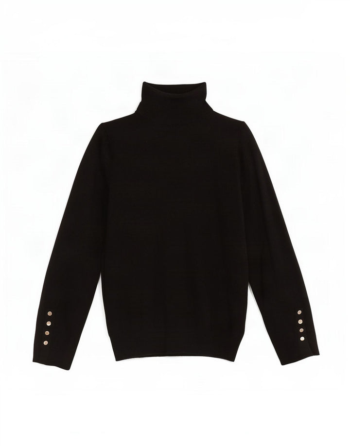 Zara Γυναικείο πουλόβερ με ρολό λαιμόκοψη UK 10 Small μαύρο