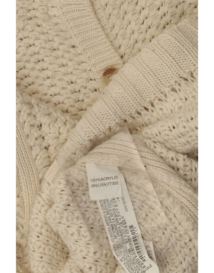 VINTAGE Γυναικείο Ζακέτα με μανίκια 3/4 UK 14 Ακρυλικό μεσαίο υπόλευκο