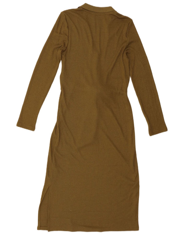 Marks & Spencer Γυναικείο μακρυμάνικο φόρεμα UK 8 Small Khaki Polyester