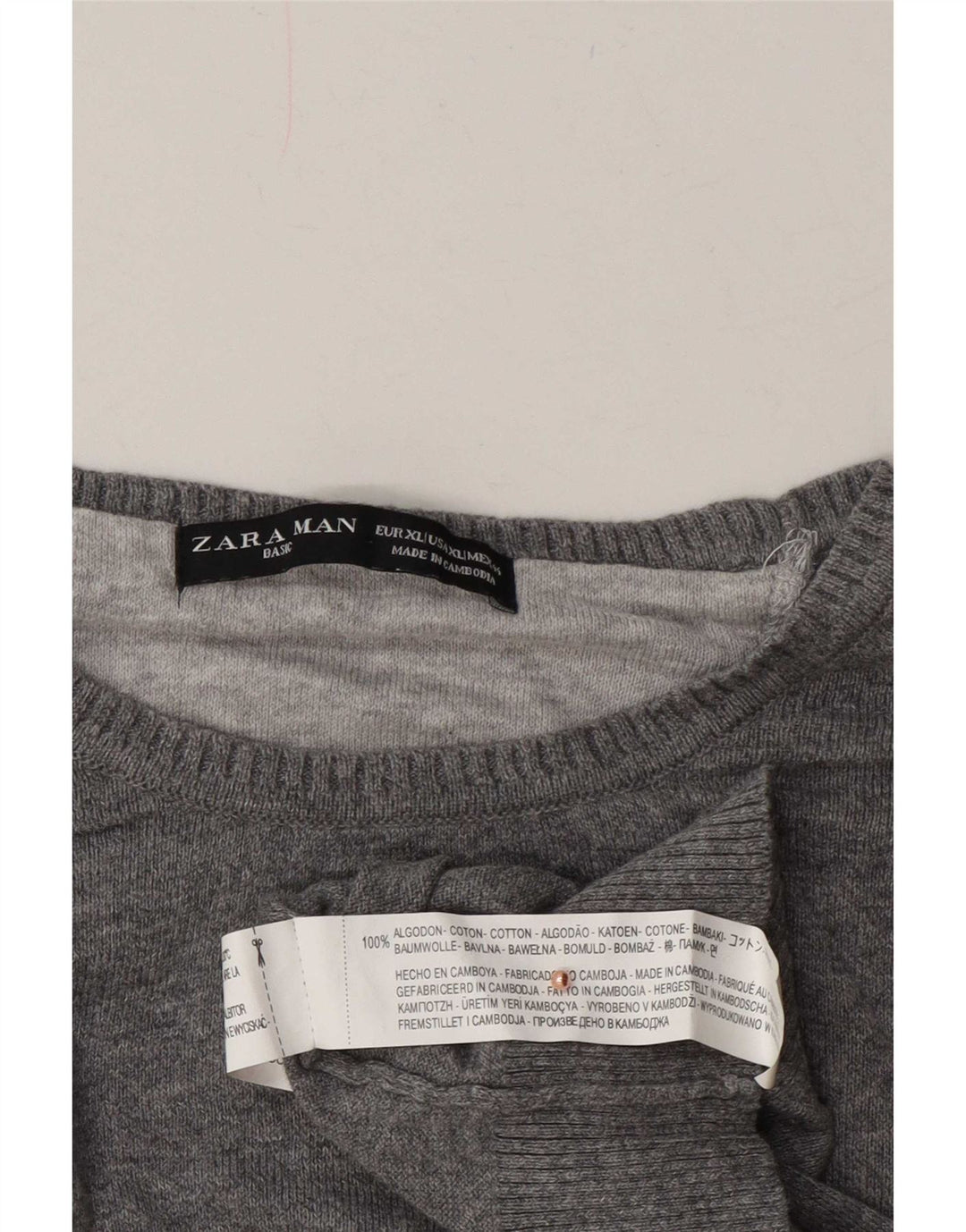 Ανδρικό πουλόβερ Zara Crew Neck Jumper XL Γκρι βαμβακερό