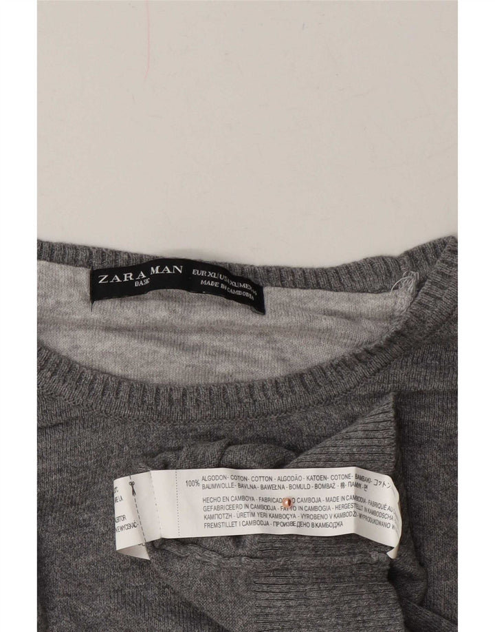 Ανδρικό πουλόβερ Zara Crew Neck Jumper XL Γκρι βαμβακερό