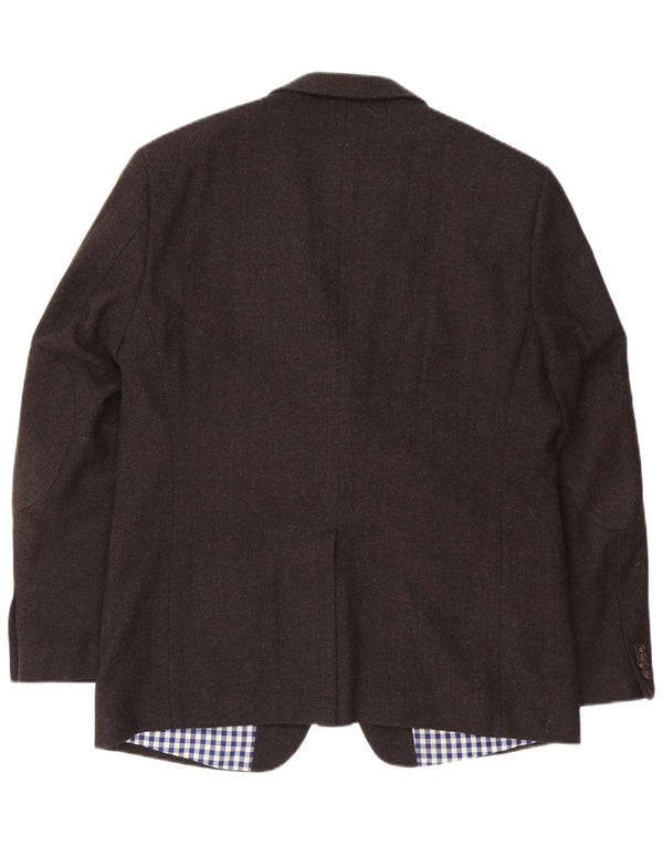 Peckott Ανδρικό τζάκετ σακάκι με 2 κουμπιά IT 52 XL Καφέ μαλλί ψαροκόκαλο