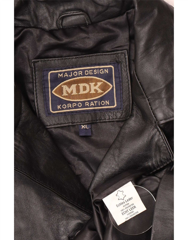 MDK Γυναικείο Δερμάτινο Σακάκι Μπλέιζερ με 6 Κουμπιά UK 18 XL Μαύρο