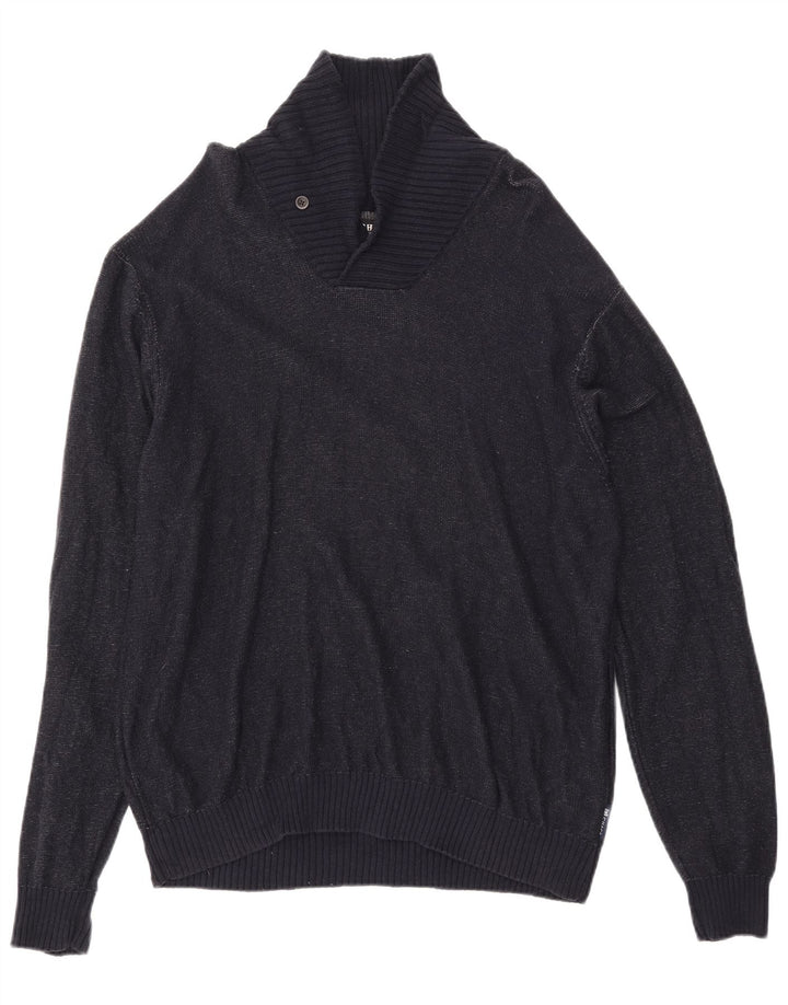 CHAPS Ανδρικό πουλόβερ με λαιμόκοψη XL Navy Blue Flecked