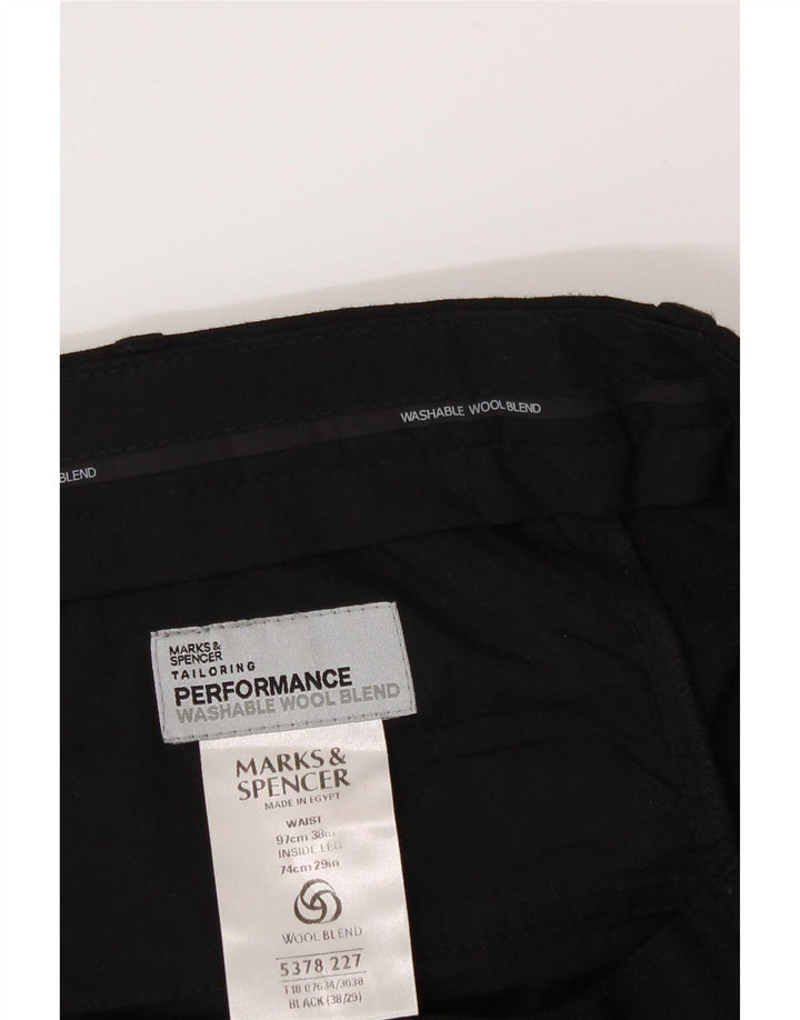 Marks & Spencer Ανδρικό παντελόνι με καρφίτσα W38 L29 Μαύρο πολυεστέρα