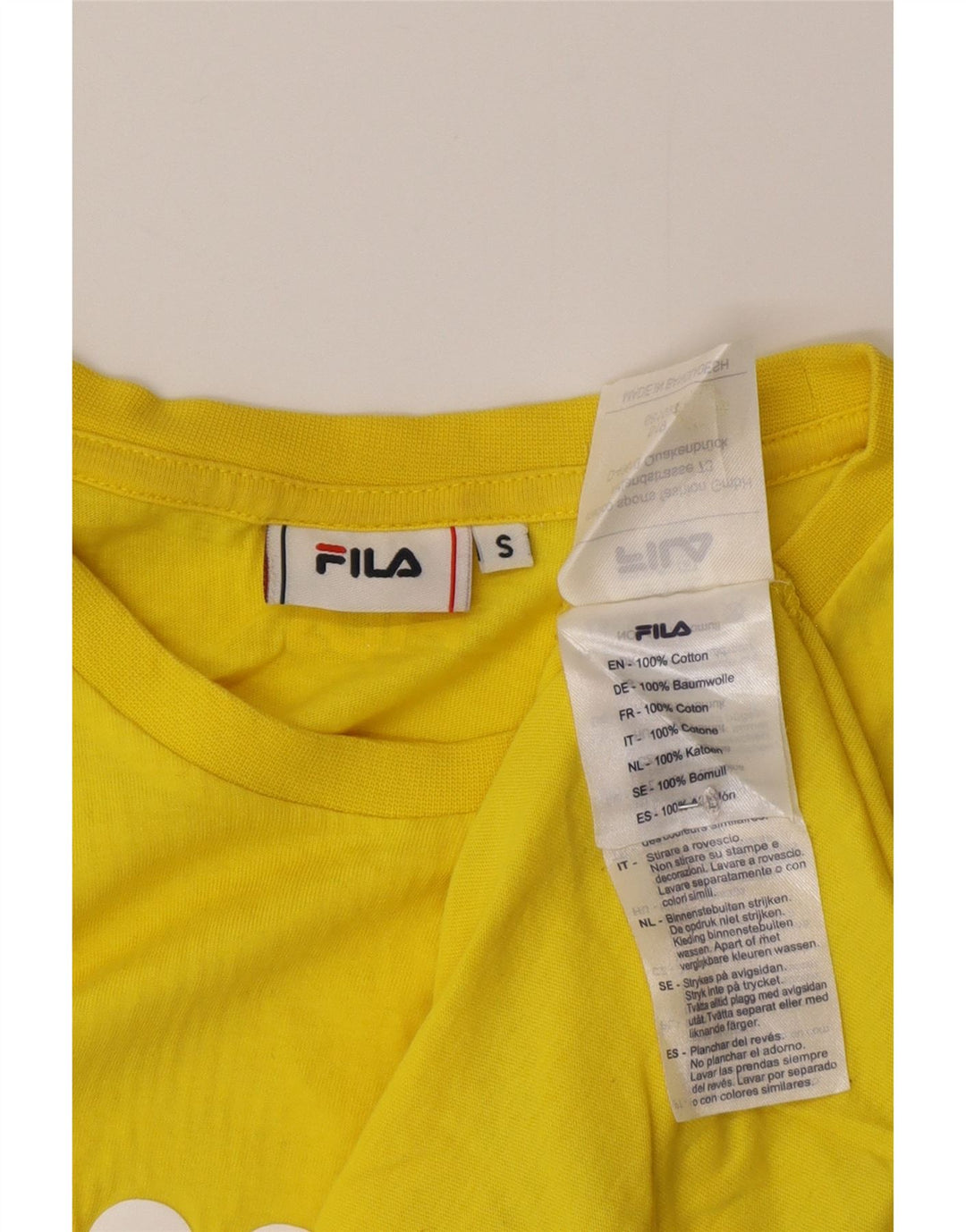 Fila Ανδρικό γραφικό T-Shirt Top Μικρό κίτρινο βαμβακερό