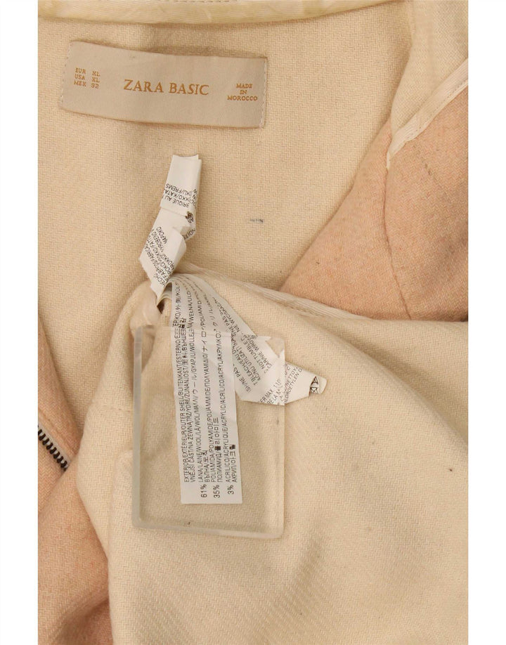 Zara Γυναικείο Παλτό με κουκούλα UK 18 XL Μπεζ μαλλί