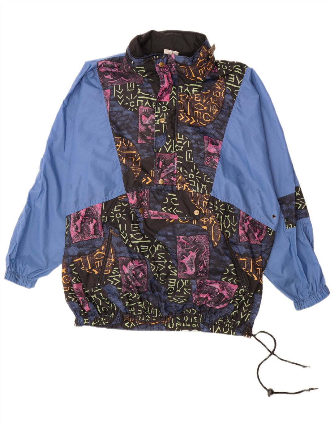 ALEX ATHLETICS Ανδρικό μπουφάν Anorak UK 40 μεγάλο μπλε γεωμετρικό πολυαμίδιο