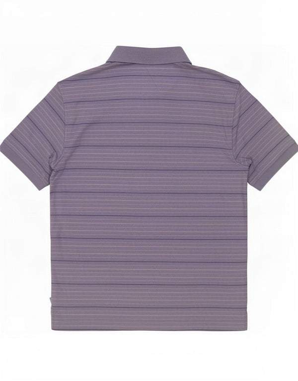 Izod Mens Polo Shirt Large Purple Pinstripe Cotton