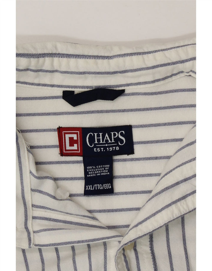 Chaps Ανδρικό πουκάμισο 2XL Λευκό βαμβακερό ρίγες
