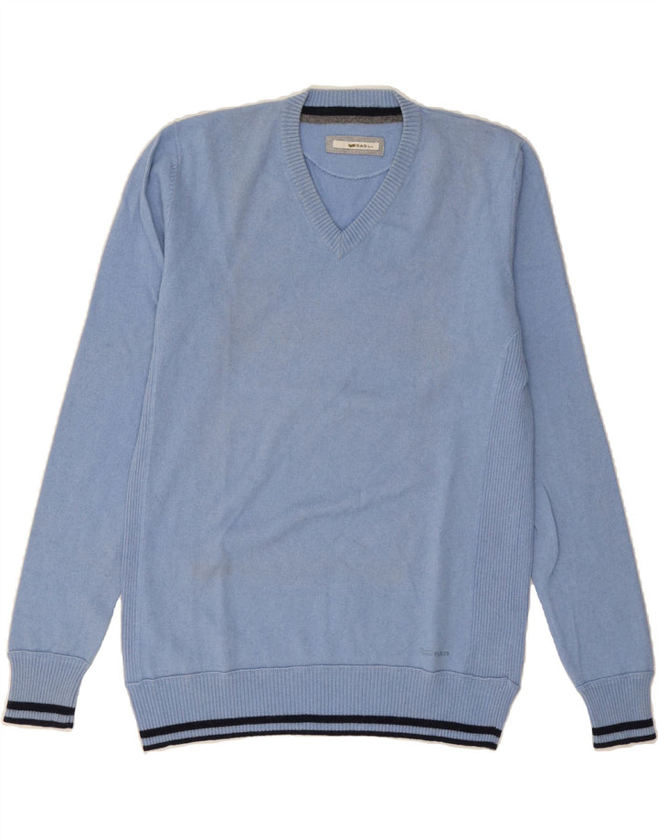 GAS Mens V-Neck Jumper Sweater XL Blue Wool Vintage Gas and Second-Hand Gas from Messina Hembry 