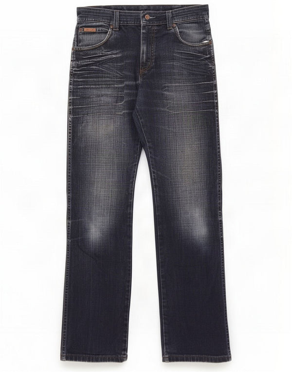 Wrangler Mens Roxboro Bootcut Jeans W30 L32 Navy Blue Cotton
