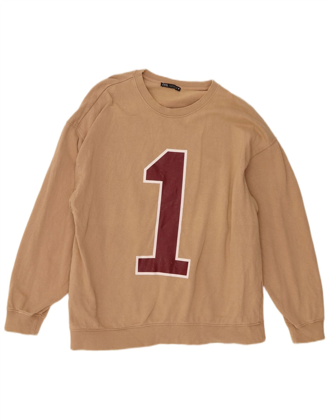 Ανδρικό γραφικό φούτερ Zara Jumper Μεσαίο Μπεζ βαμβακερό
