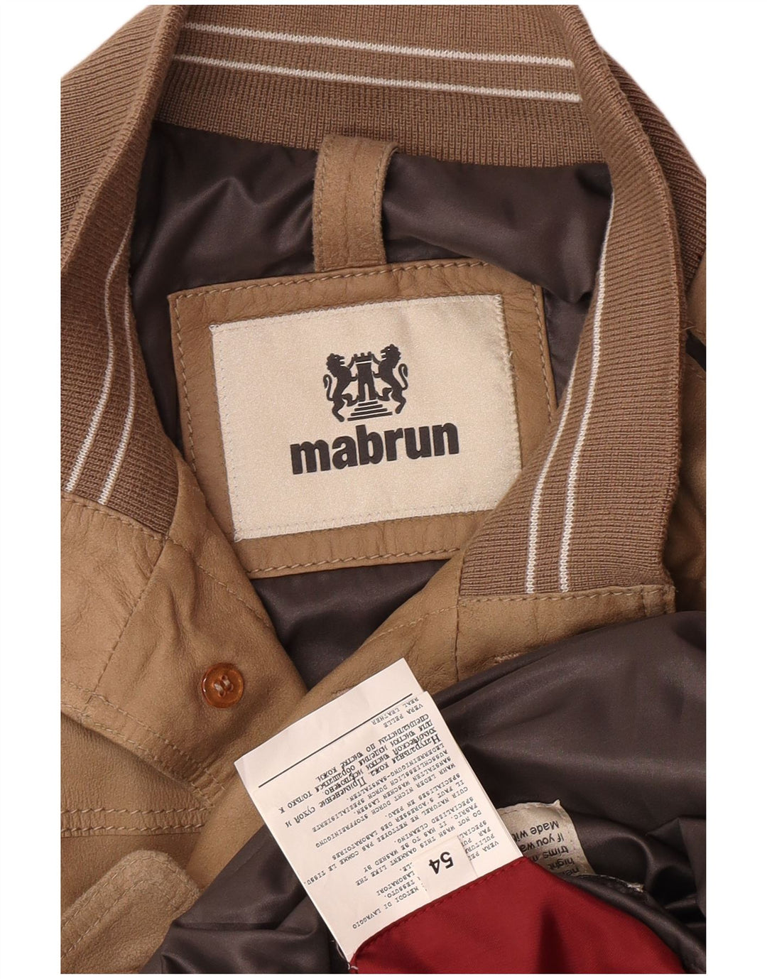 Mabrun Ανδρικό Δερμάτινο Μπουφάν Bomber IT 54 2XL Καφέ Δερμάτινο