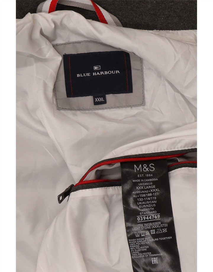 Marks & Spencer Mens Blue Harbor Bomber Jacket 3XL Grey Polyester