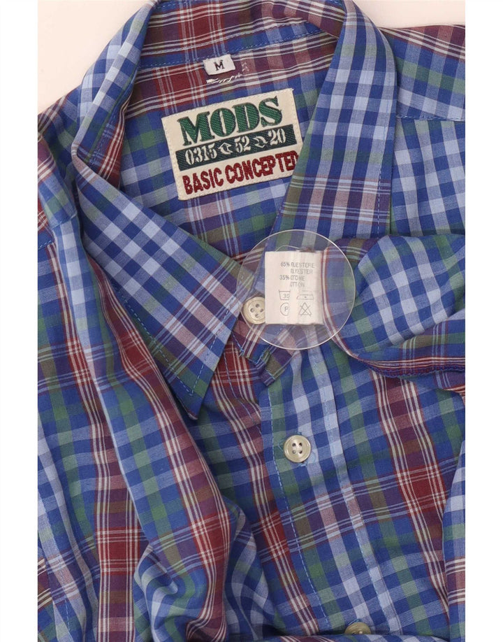 Vintage Ανδρικό πουκάμισο Μεσαίο Μπλε Check Polyester