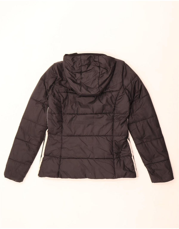 Γυναικείο μπουφάν με κουκούλα Adidas UK 12 μεσαίο μαύρο πολυεστέρας