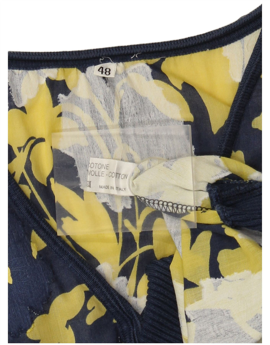 Vintage γυναικεία μπλούζα τοπ IT 48 XL Navy Blue Floral Βαμβακερό