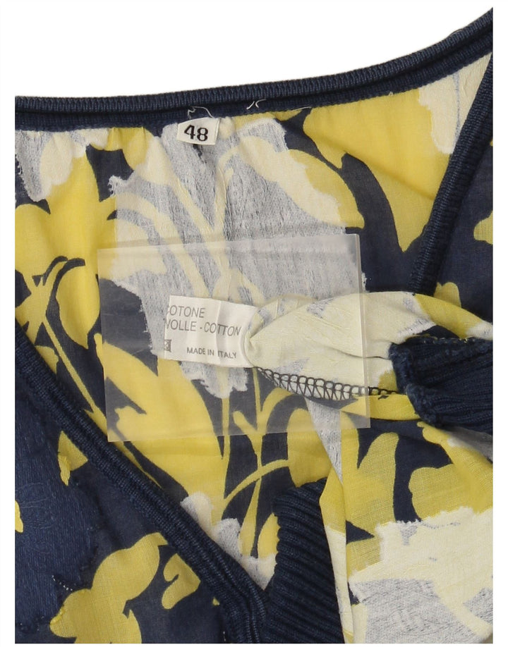 Vintage γυναικεία μπλούζα τοπ IT 48 XL Navy Blue Floral Βαμβακερό