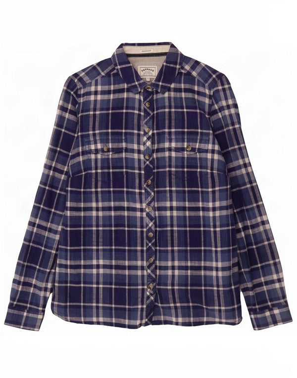 Fat Face Γυναικείο πουκάμισο Classic Fit UK 12 Medium Navy Blue Check Cotton