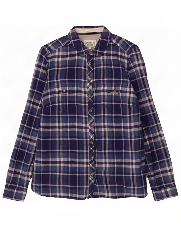 Fat Face Γυναικείο πουκάμισο Classic Fit UK 12 Medium Navy Blue Check Cotton