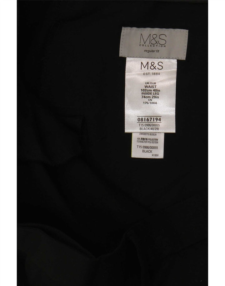 Marks & Spencer Ανδρικό παντελόνι με κανονική εφαρμογή W40 L29 Μαύρο πολυεστέρα