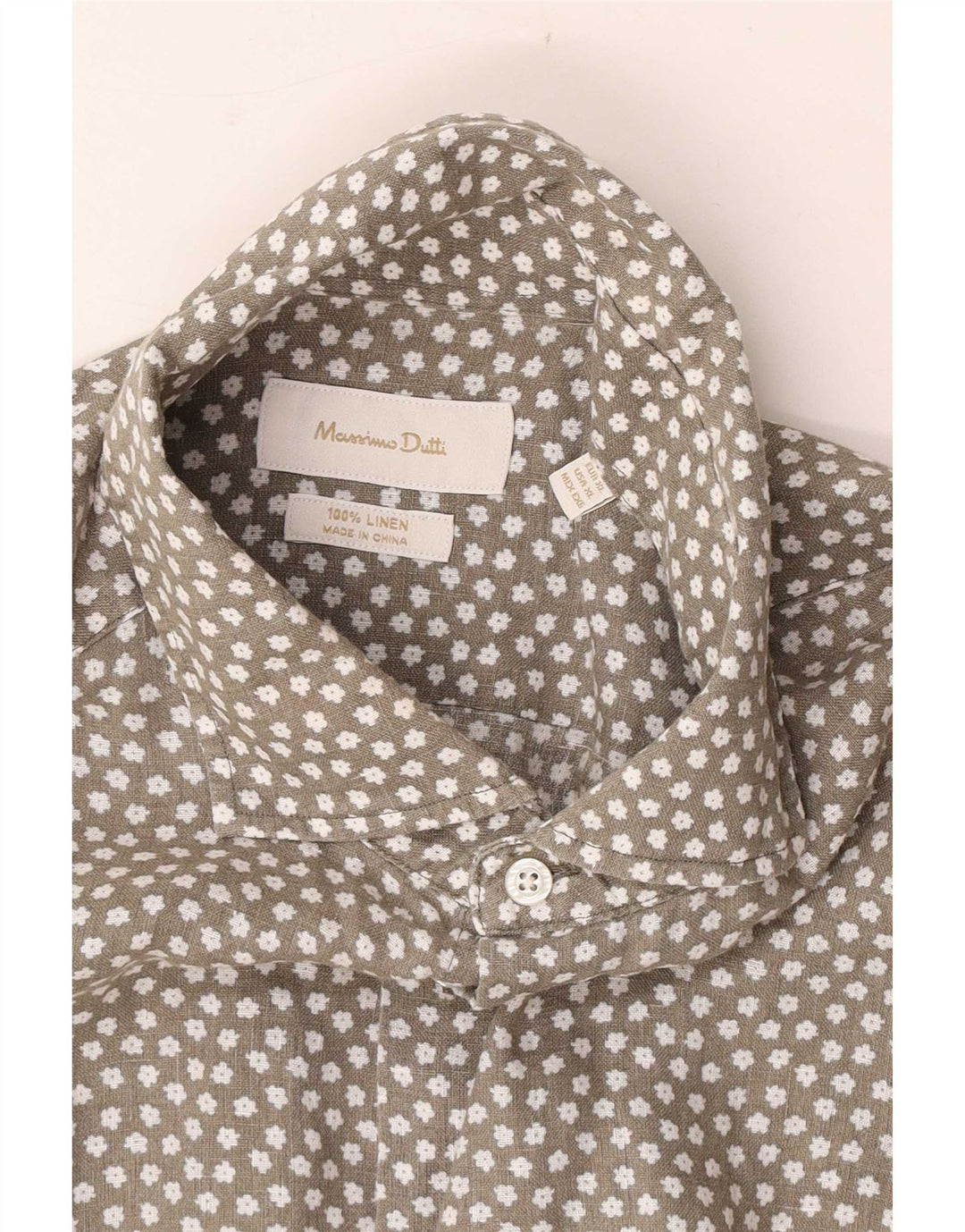 Ανδρικό πουκάμισο Massimo Dutti XL Γκρι Floral Λινό