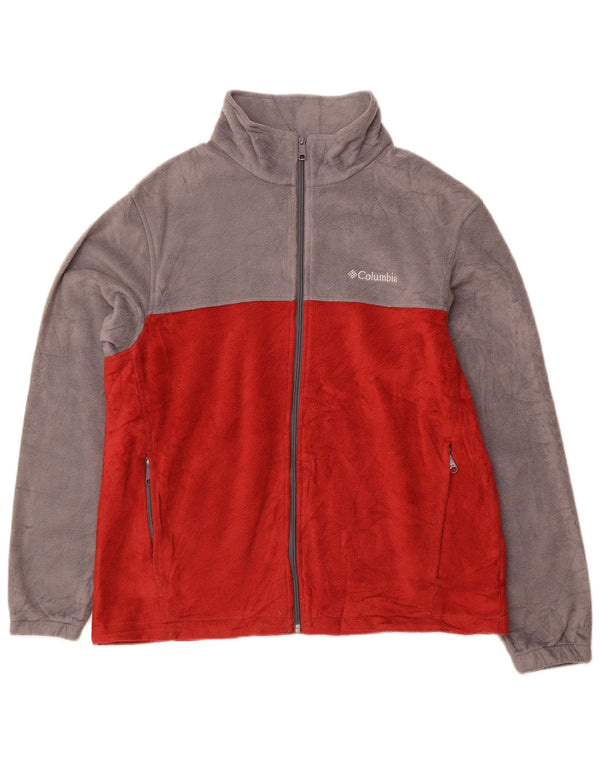 COLUMBIA Ανδρικό Fleece Jacket UK 40 Large Red Colourblock Πολυεστέρας