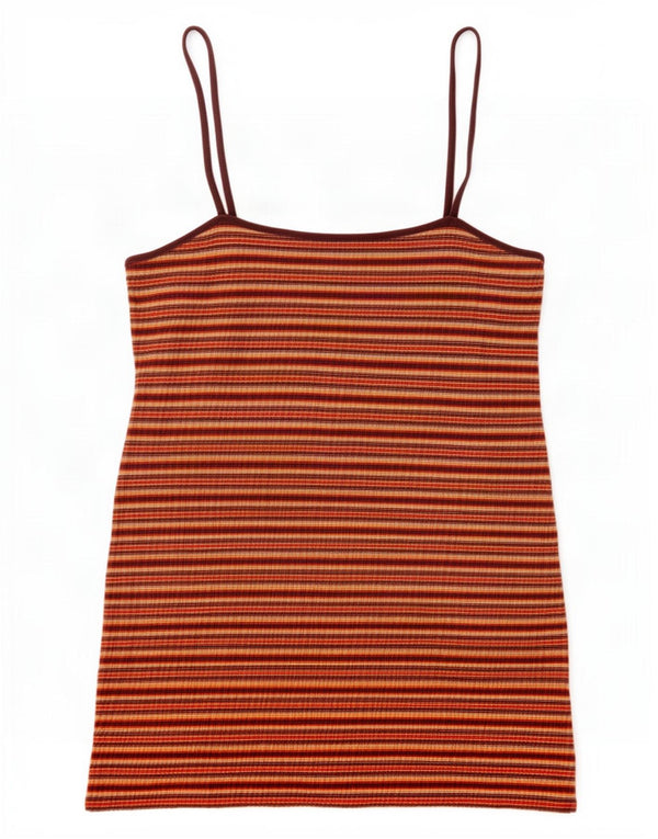 Topshop Womens Cami Top UK 16 Large Multicoloured Striped Cotton