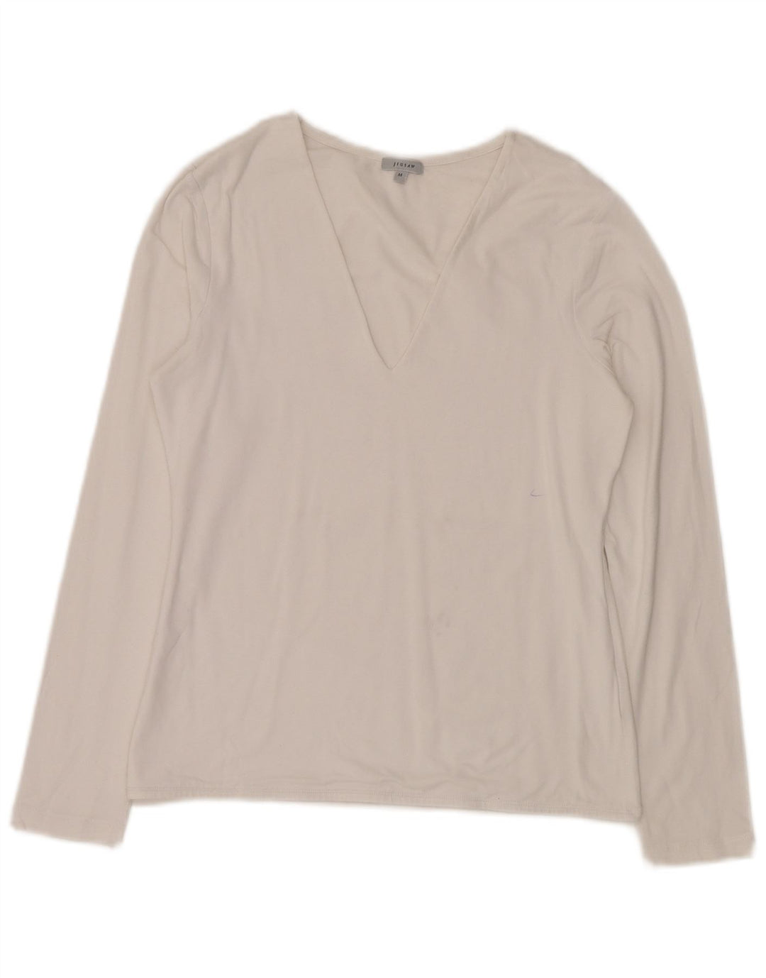 JIGSAW Γυναικείο τοπ μακρυμάνικο UK 12 μεσαίο λευκό βαμβακερό