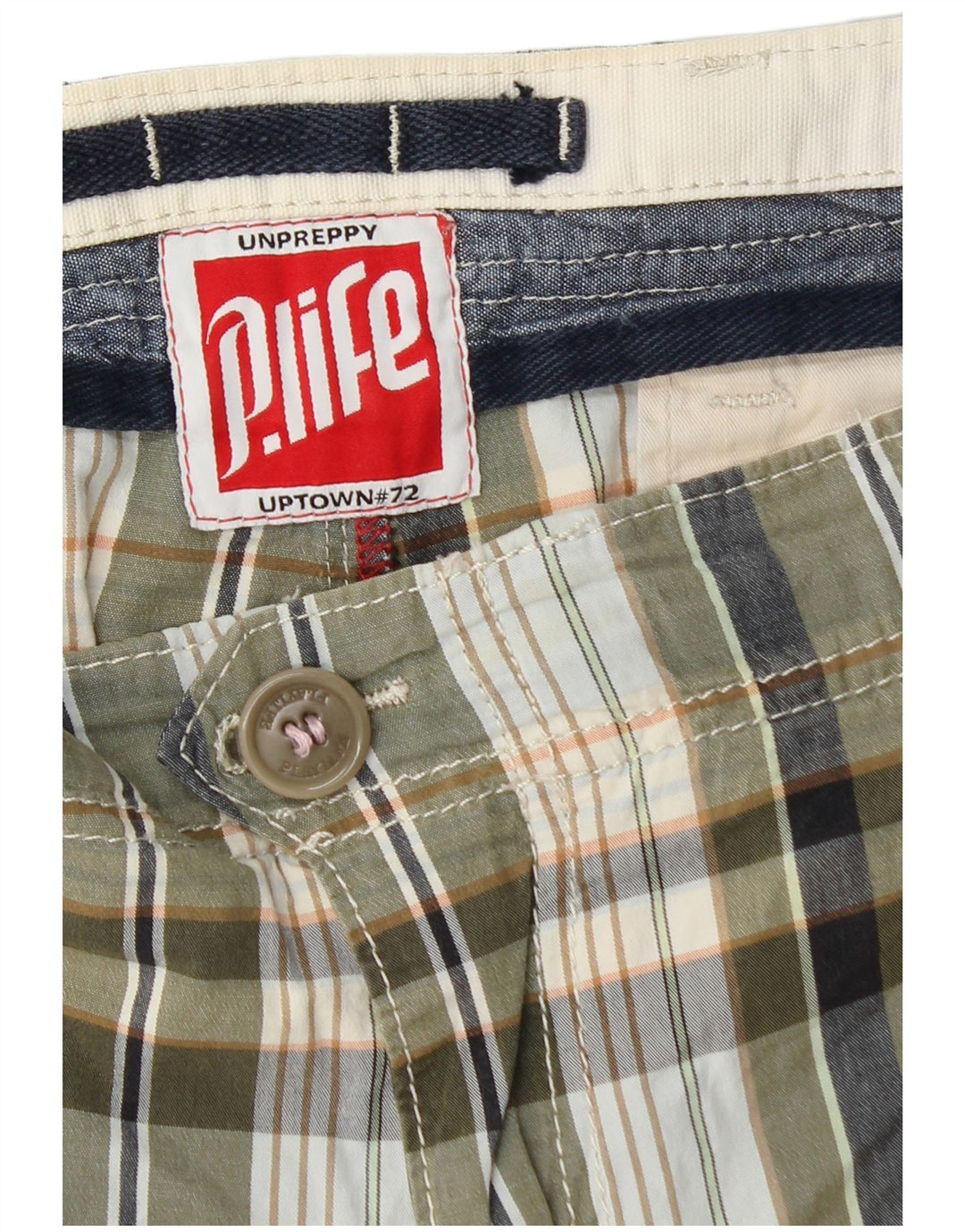 Playlife Ανδρικό σορτς Chino W36 Μεγάλο Χακί Καρό