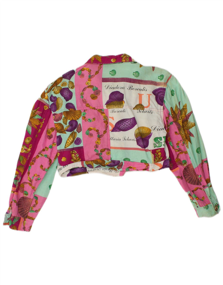 Vintage γυναικείο γραφικό μπουφάν Bolero UK 10 Μικρή πολύχρωμη βισκόζη