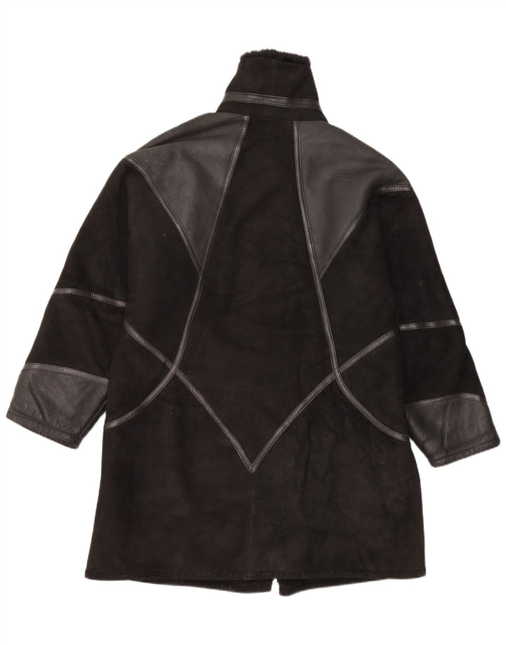 Vintage Γυναικείο Παλτό Shearling IT 44 Medium Black Patchwork Shearling