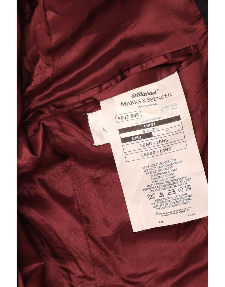 Marks & Spencer Ανδρικό σακάκι 2 κουμπιών Longline UK 38 Medium Black